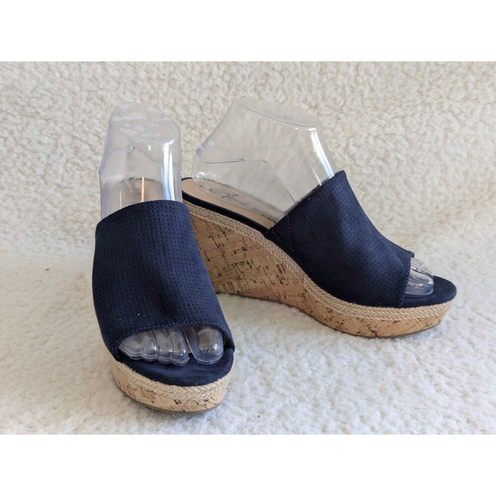 American Rag Womens Shira Peep Toe‎ Special Occasion Platform Sandals Navy 8M